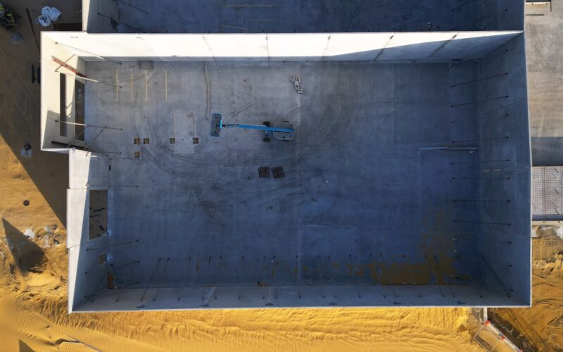 an aerial view of a building under construction